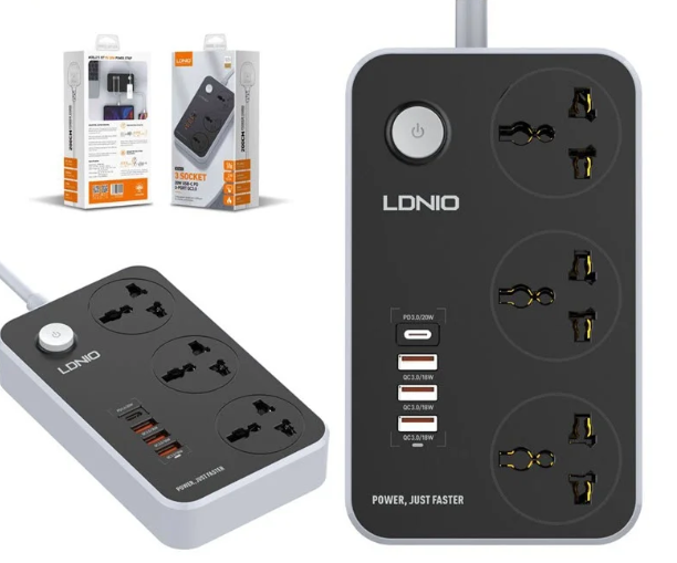 LDNIO SC3412 2500 W 20 W USB-C PD 3-PORT Power Socket LDNIO SC3412 2500 W 20 W USB-C PD 3-PORT Power Socket